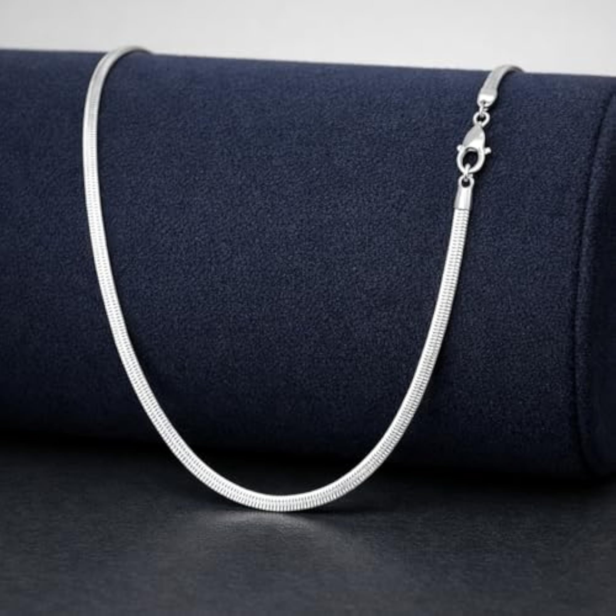 Unisex 925 Sterling Silver Smooth Flat Herringbone Chain Necklace